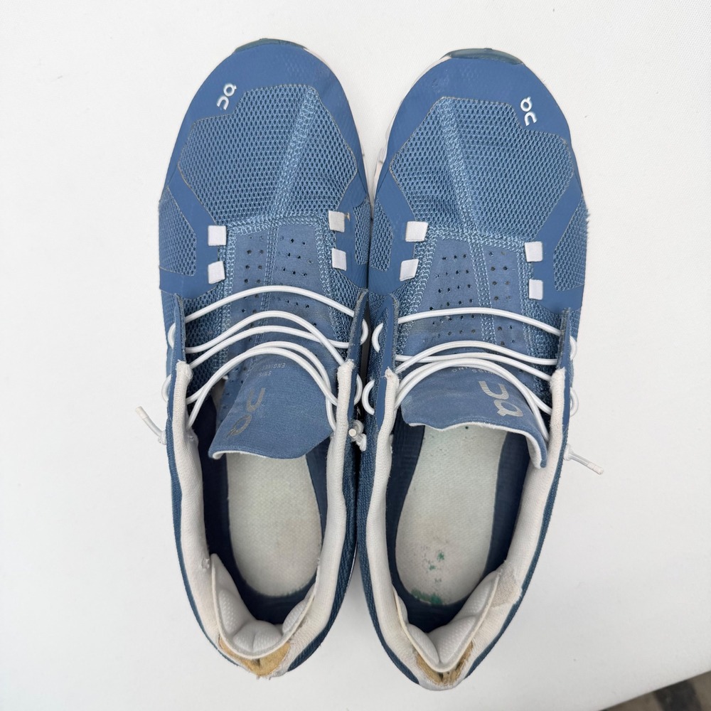 On Cloud 5 Running Shoes Womens 10 Denim Blue White Speed Laces Sneakers  FLAWED - Picture 3 of 10